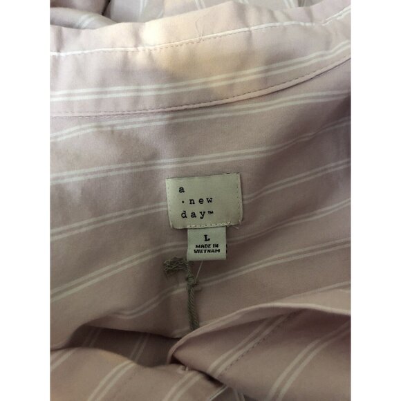 Women's A New Day Mauve Purple White Striped Button Up Shirt Size Large. E11 - Picture 4 of 5
